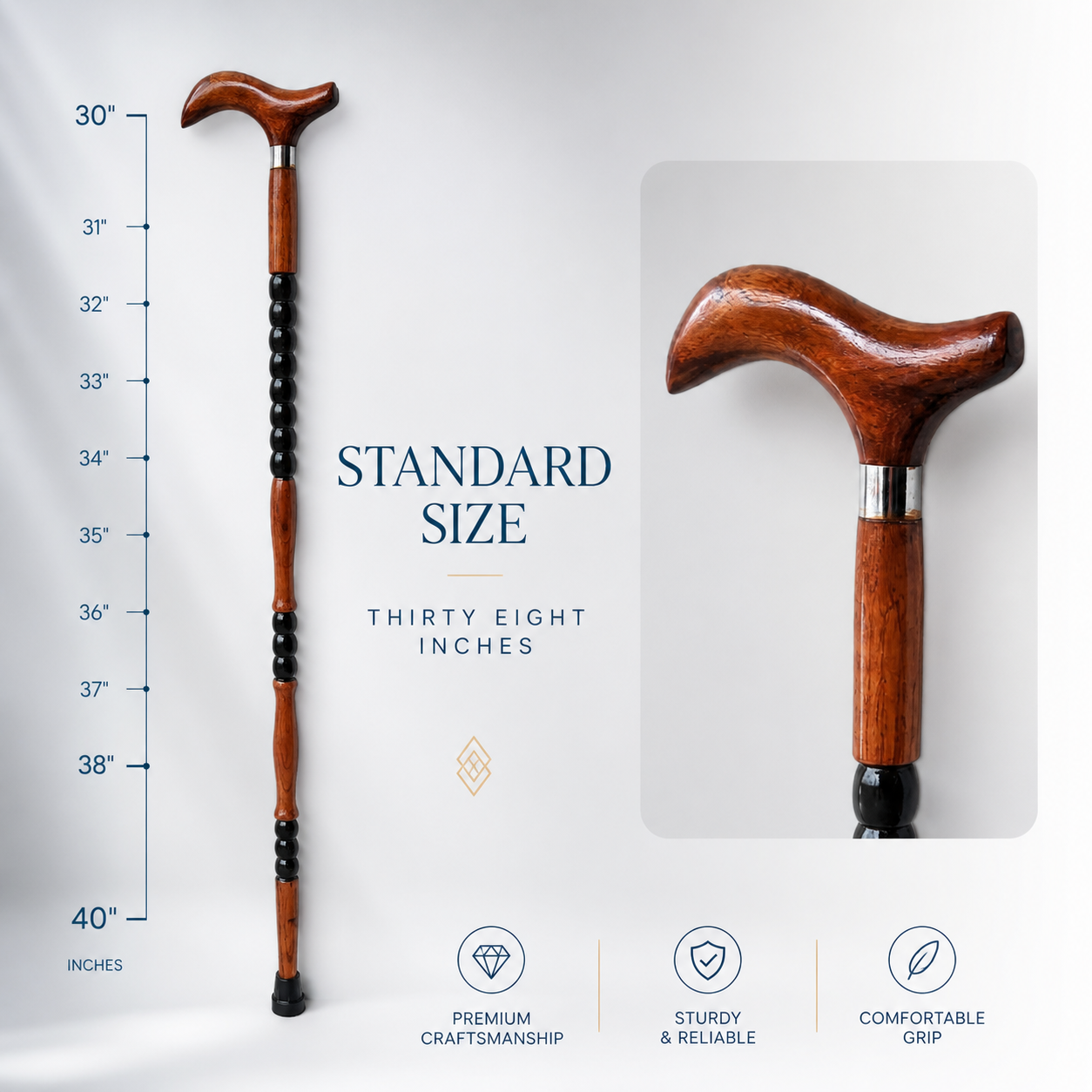 Premium Quality Wooden Walking Stick – Handcrafted, Custom Sizes